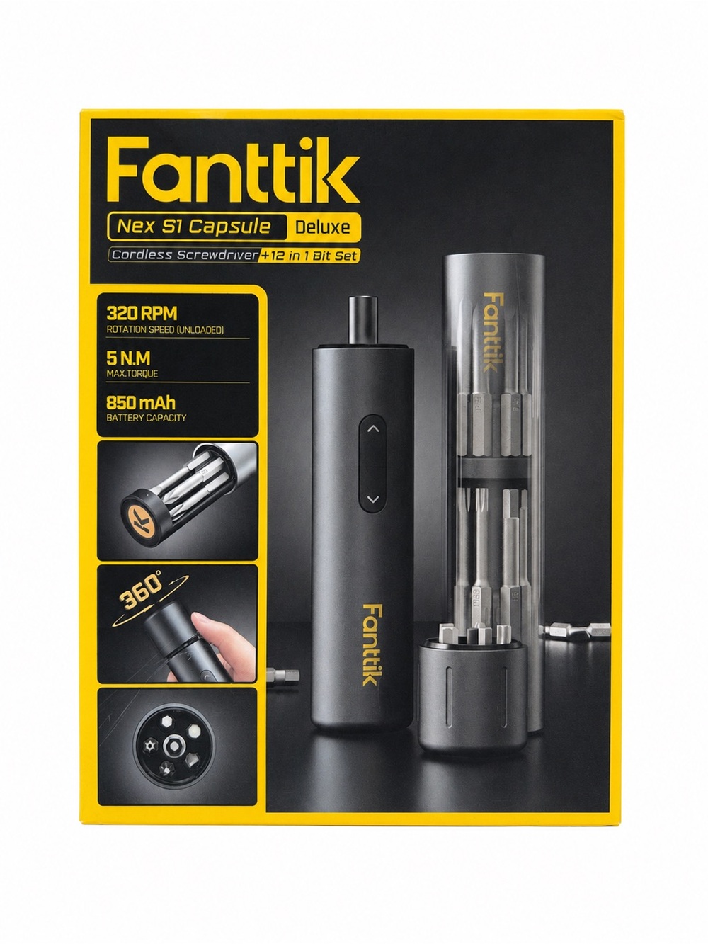 Fanttik Nex S1 Capsule Deluxe Cordless Screwdriver + 12 in 1 Bit Set